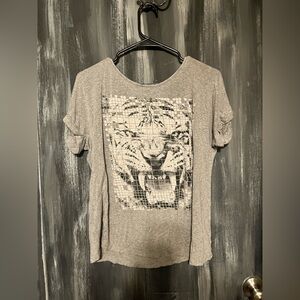 Wallpapher Gray T-Shirt with Tiger print